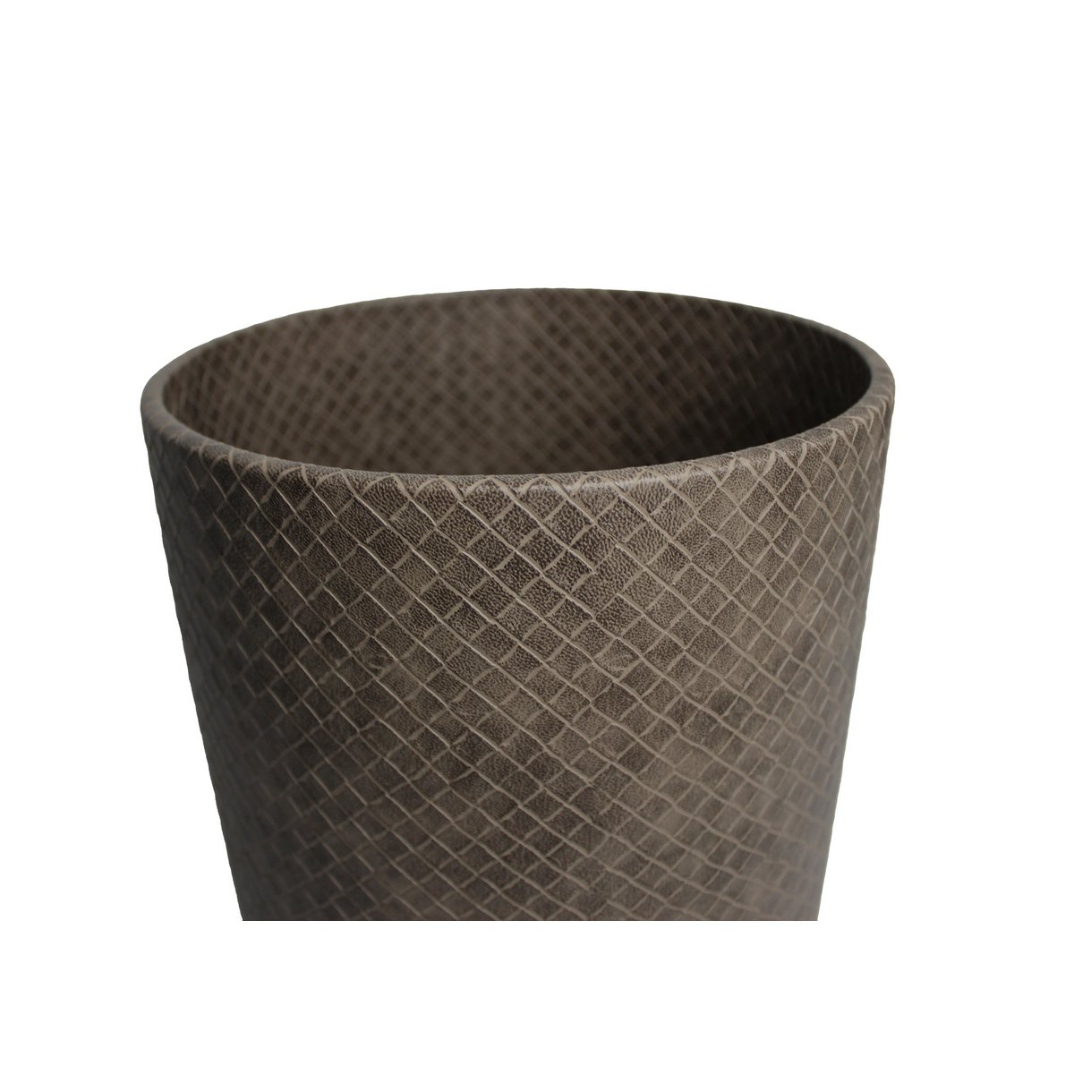 Poubelle ronde de cuir synthétique en cuir marron enduit de 22xh28 cm