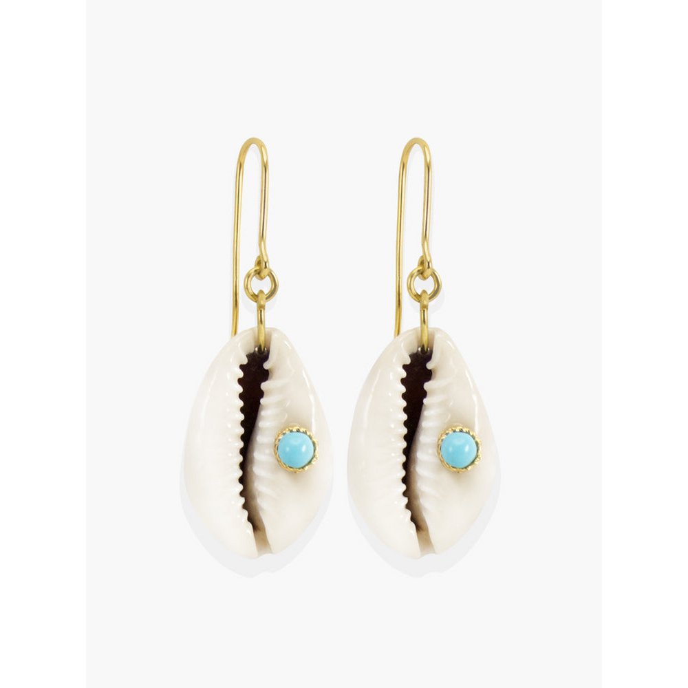 Cowrie Shell Earrings With Turquoise