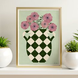 Vase and anemones Art Print
