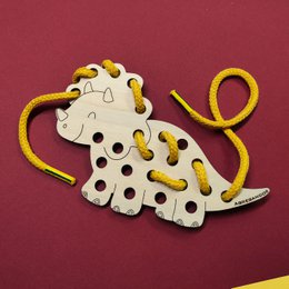 Giocattolo di dinosauro in allacciamento Montessori, giocattolo in legno per lo sviluppo delle abilità motorie per bambini e bambini