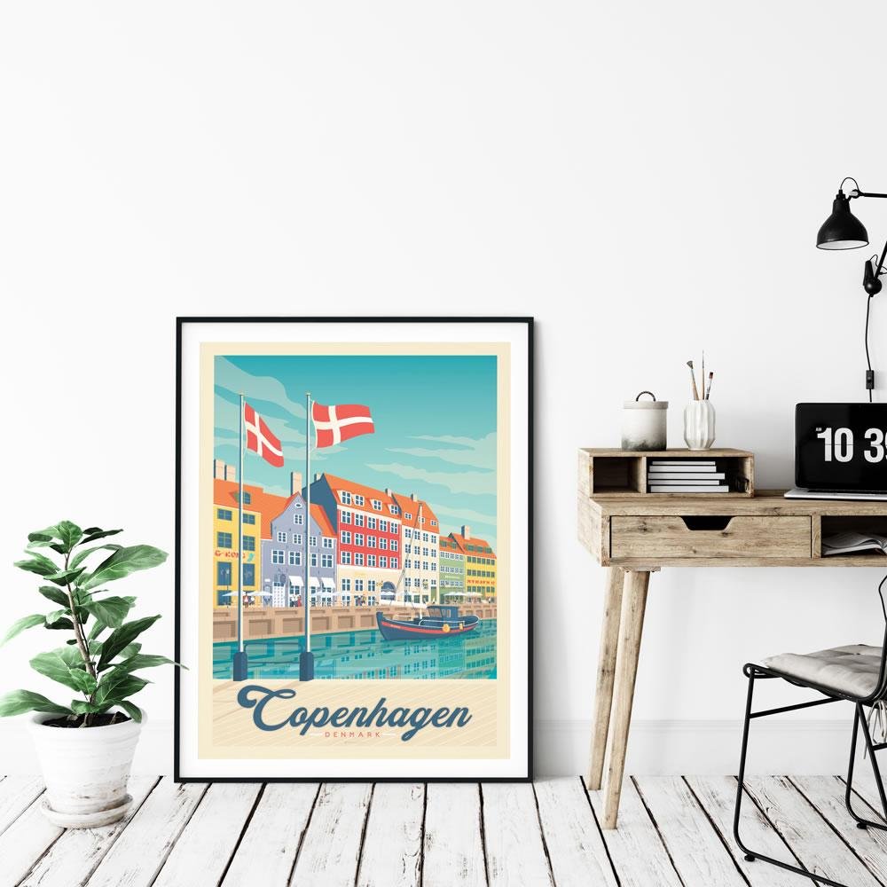 Vintage Kopenhaga Plakat | Plakat Miasto Kopenhaga Dania