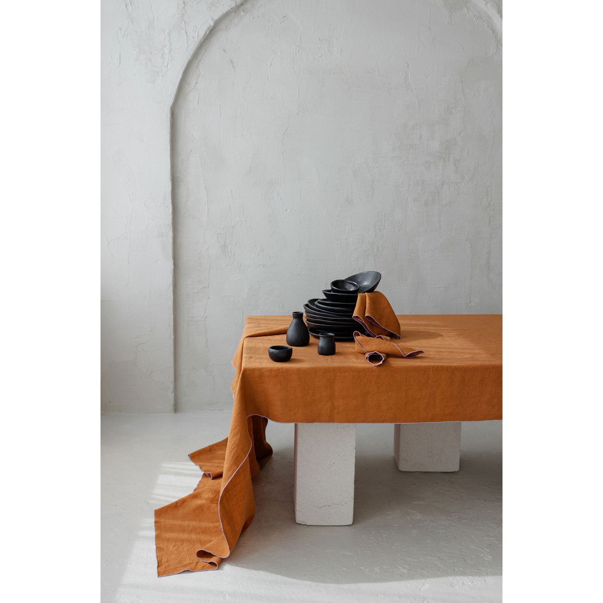 Linned dug med kontrastdetaljer Clay & Lilac -250x145cm
