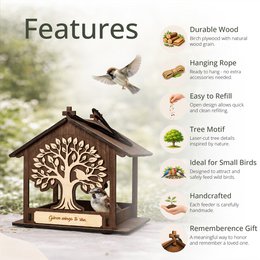 Handgefertigter Vogelfutterspender aus Holz, Garten- und Wildtiergeschenk