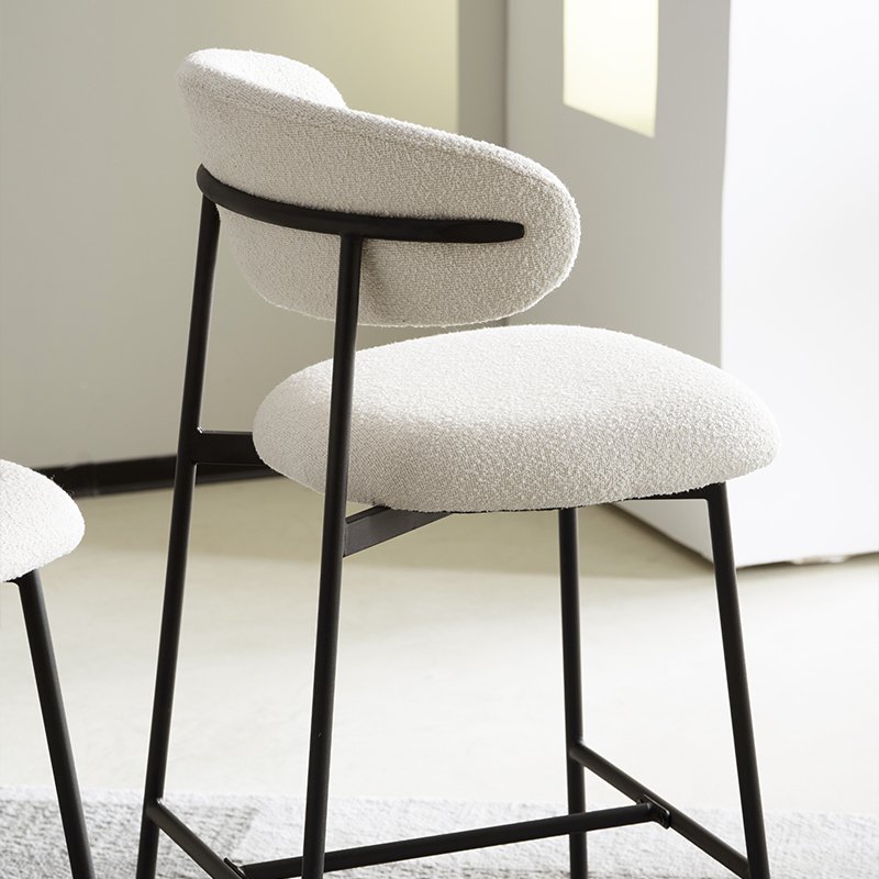 Zahra Bar Stool [Set van 2] [Wit] [Boucle Fabric] [65 cm]