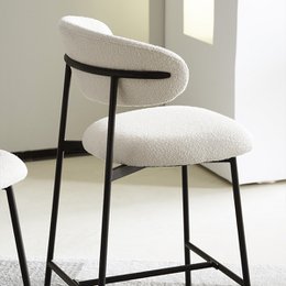 Zahra Bar Stool [Set van 2] [Wit] [Boucle Fabric] [65 cm]