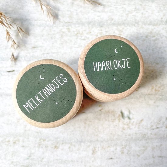 Bewaardoosje Melktandjes + Haarlokje (SET) | Donker groen