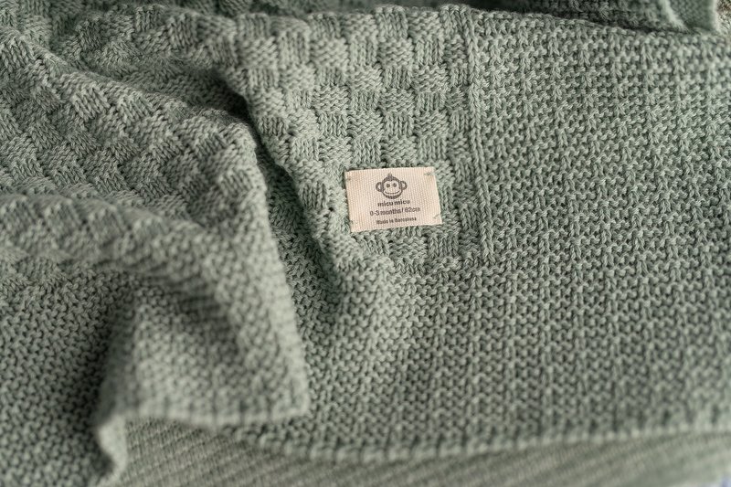 Coperta per bebè quadrata color menta