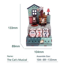 Tonecher, Diy 3d Houten Puzzel, Kalender, The Cats Musical, TQ004, 10,4x8,9x13,3cm