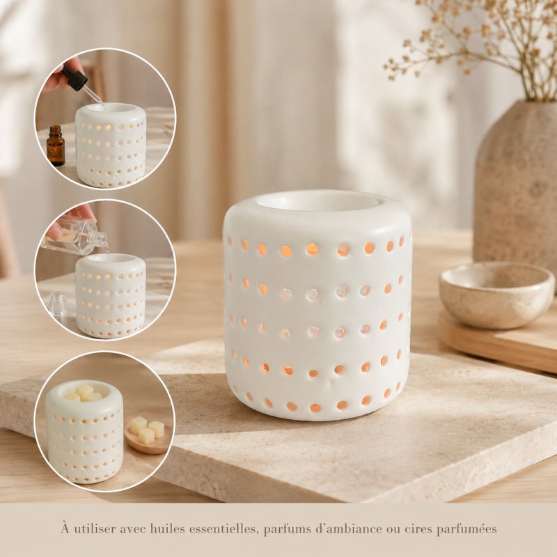 Kominek Perfumowy – White Coliseo – Oryginalny Design i Kształt – Aromaterapeutyczny Przedmiot Dekoracyjny – Świecznik Dyfuzyjny Zapachowy, Woski Zapachowe