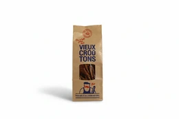  Naturally leavened bread croutons, kraft paper packaging, tan beige color, rectangular box, salty crackers