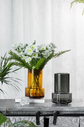 Glazen vaas in retrostijl, modern, stijlvol design, amberkleur, TYLER 12AM