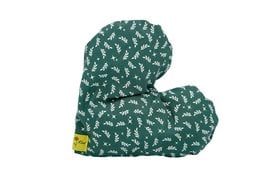 Soft, green wool pillow with a patterned design, suitable for use as a sleep mask. Available in small, medium, and large sizes.