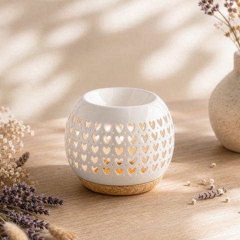 Burnt Ceramy Heart perfume - Lacquered ceramic candle - Diffusion Scented waxes, essential oils - Gift Idea Decor