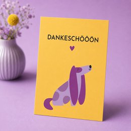 Carte postale « Merci » - carte de remerciement avec un chien