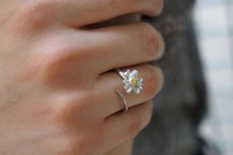 Sølvgrenring, sterlingsølvsmykker, kamilleblomstbånd, gave til hende, fødselsdagsgave til kvinder, håndlavede smykker