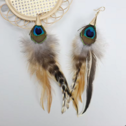 Boucles d'oreilles BOHO avec longues plumes