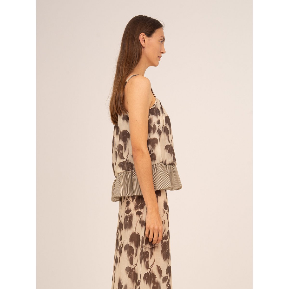 Bouquet Brown Flower Print Blouse