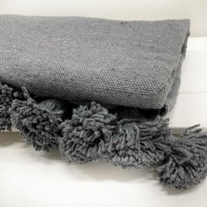 Pompom Blanket Dark Grey