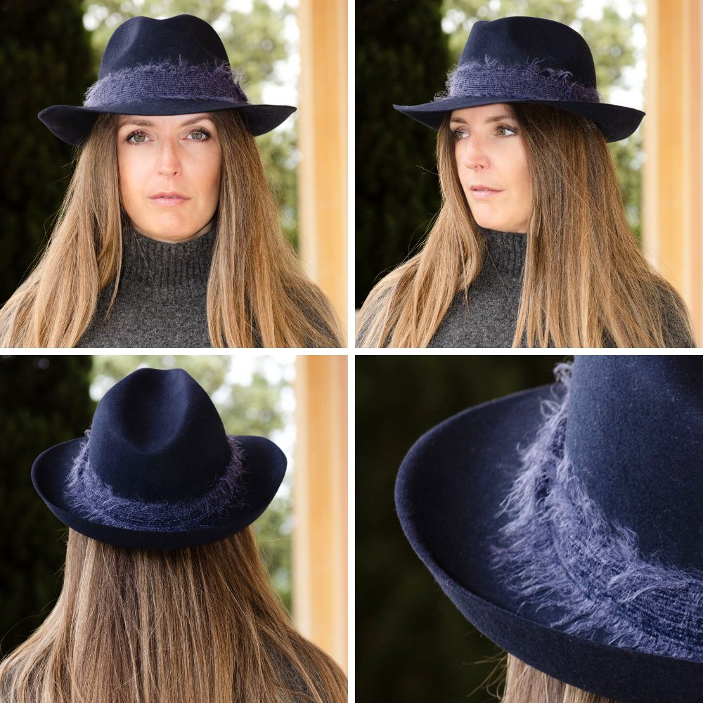 FELT HAT - mohair ribbon, unstitched edge