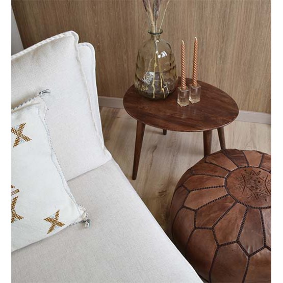 Leder Pouffe - voll braun