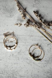 Litha hoop earrings, golden khaki sun, matt gold and sequins