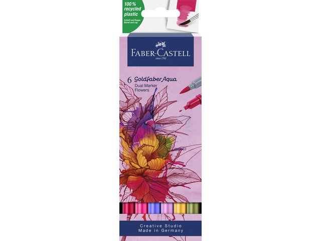 Duo watercolor marker FC Goldfaber case 6 pcs. Flowers color nos: 112, 229, 107,119,