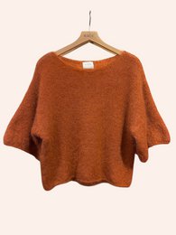 Pull col bateau manches 3/4 en 76% mohair et laine