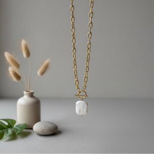 HARPER – Chain Necklace with Gold Keshi Pearl
