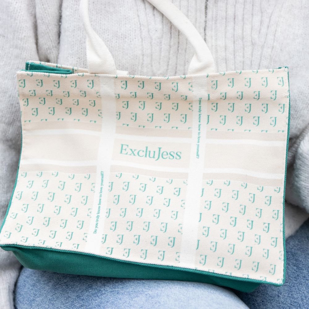 Shopping bag Exclujess - beige/green (2 sizes)
