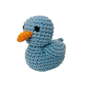 Luna-Leena duck rattle - baby blue - cuddle 0+ - organic cotton - hand crocheted in Nepal