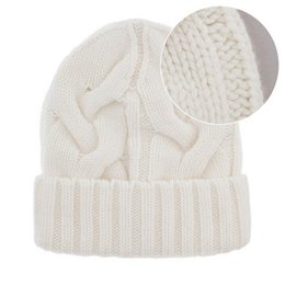 White knitted beanie, merino cashmere blend, cable knit pattern, minimalist winter hat, warm cozy headwear