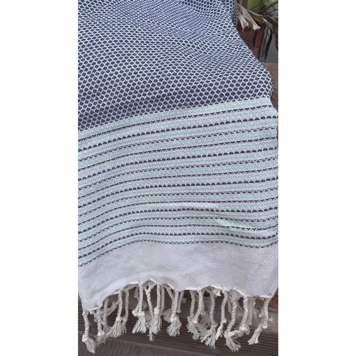 PHARAO Cotton Hammam Sauna Towel – Compact & Lightweight – Blue / Dark Blue - 180x100 cm