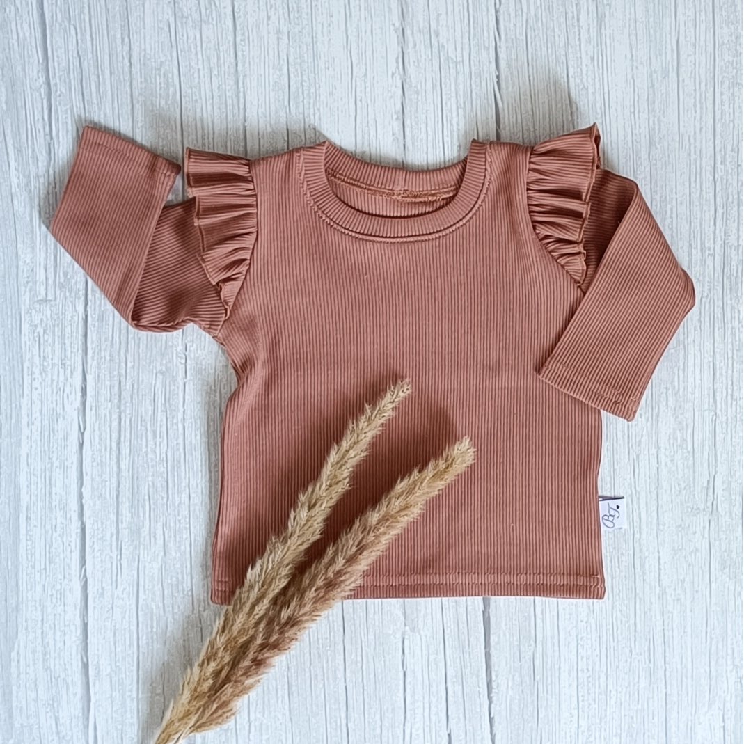 Ruffle Longsleeve Rib Jersey Kleiroze
