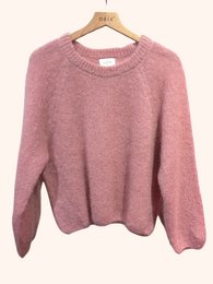 Pull col rond manches raglan en 76% mohair et laine