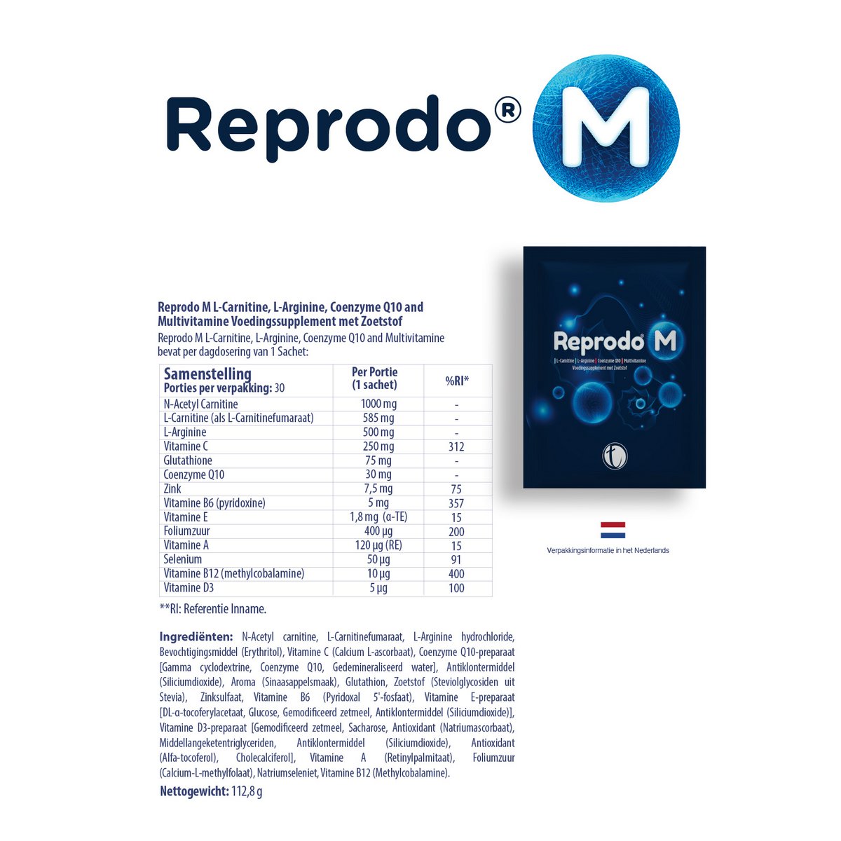 Reproduktion M | Tägliches Nahrungsergänzungsmittel | Für Männer