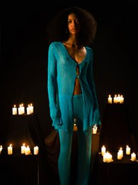 Saint gebreide blauwe maxi-top