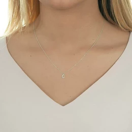 Halskette Letter "C", 14 K Weissgold mit Diamanten 