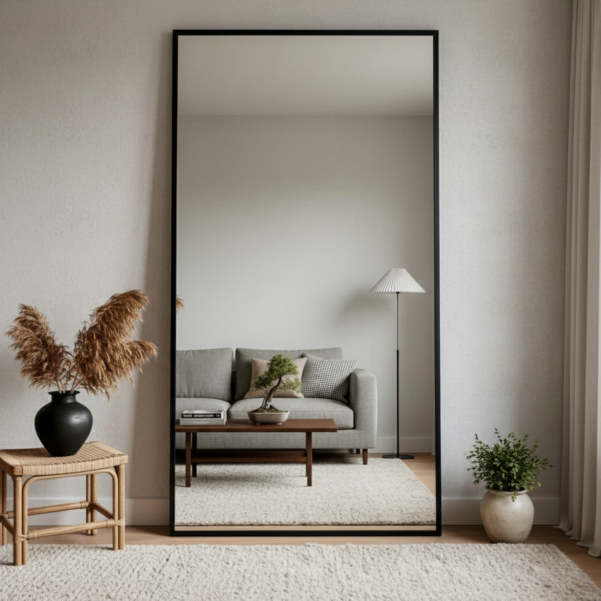 Passpiegel Czarne 100x190 Lustro ścienne z profilu stalowego