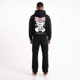 Kapuzenpullover mit Ourson Street-Print Schwarz