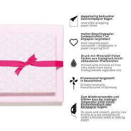Papier d'emballage rose géométriquement avec des cercles, du papier d'emballage graphique en rose tendre pour des cadeaux de naissance, du baptême ou comme papier d'emballage pour l'anniversaire des enfants