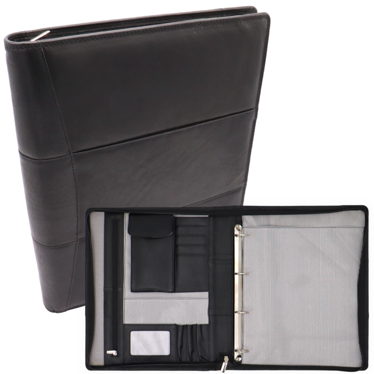 Leather Writing Case A4 - Conference Folder - Document Folder A4 - Tablet Sleeve & Laptop Sleeve - Removable Ring Binder