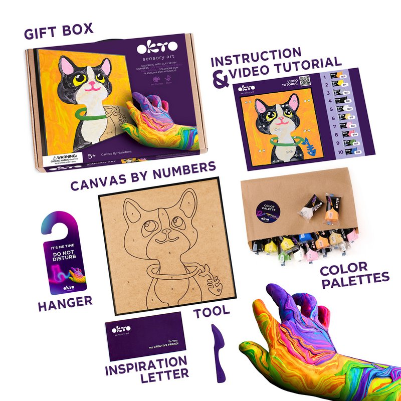 Okto Sensory Art Color By Numbers - Animals - Cat