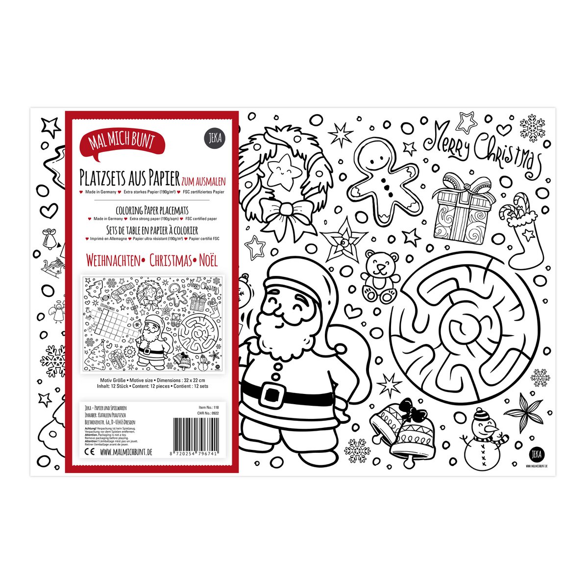 12 manteles individuales navideños para colorear