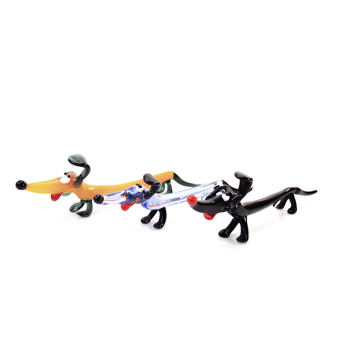 Glass dachshund - Black - length 20 cm - Handmade