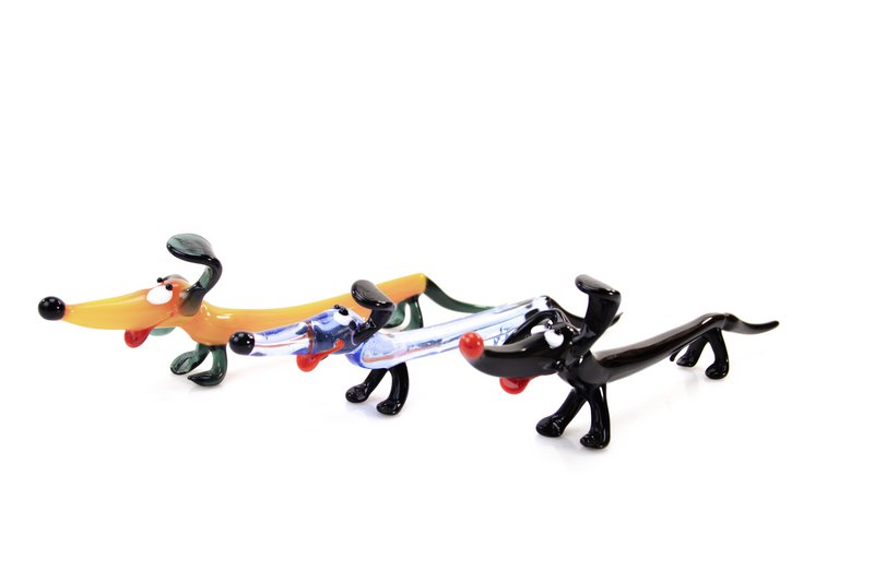 Glass dachshund - Black - length 20 cm - Handmade