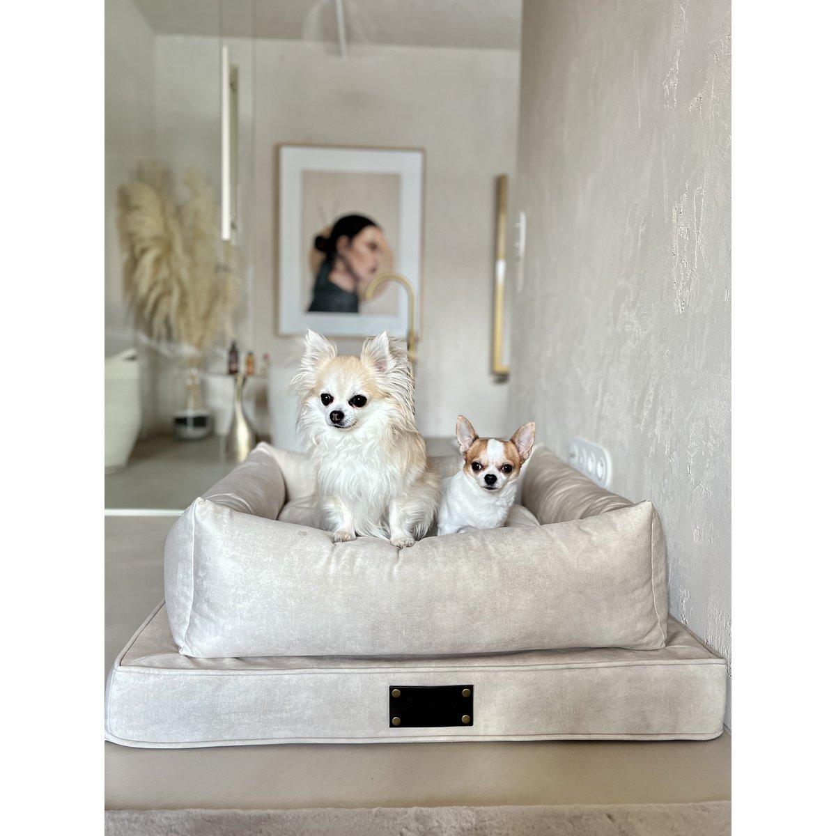 "Nero" Lair for en hund og en kat fra det fluffy hvalpemærke, lys fløde, velourmateriale, håndlavet!