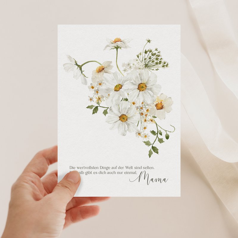 Mors dag kort A6 lykønskningskort blomster