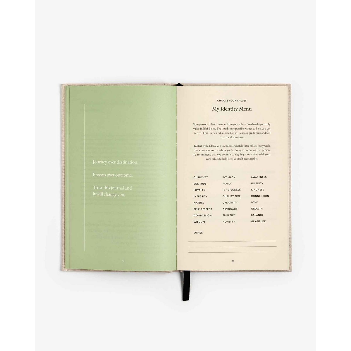 The Three Question Journal Green - Daily Guided Wellbeing