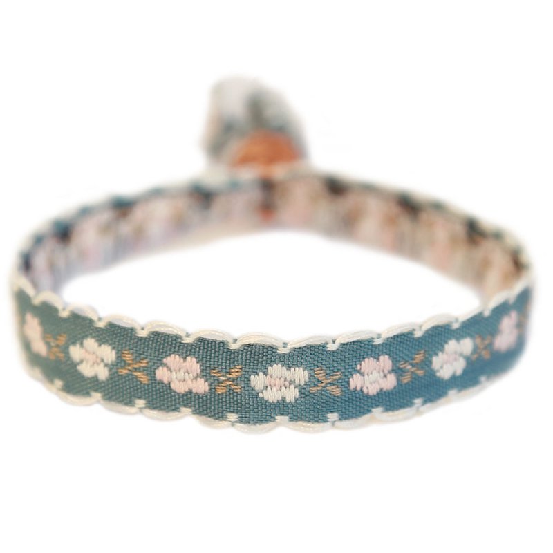 Gewebes Armband Baumwollblume grau/blau
