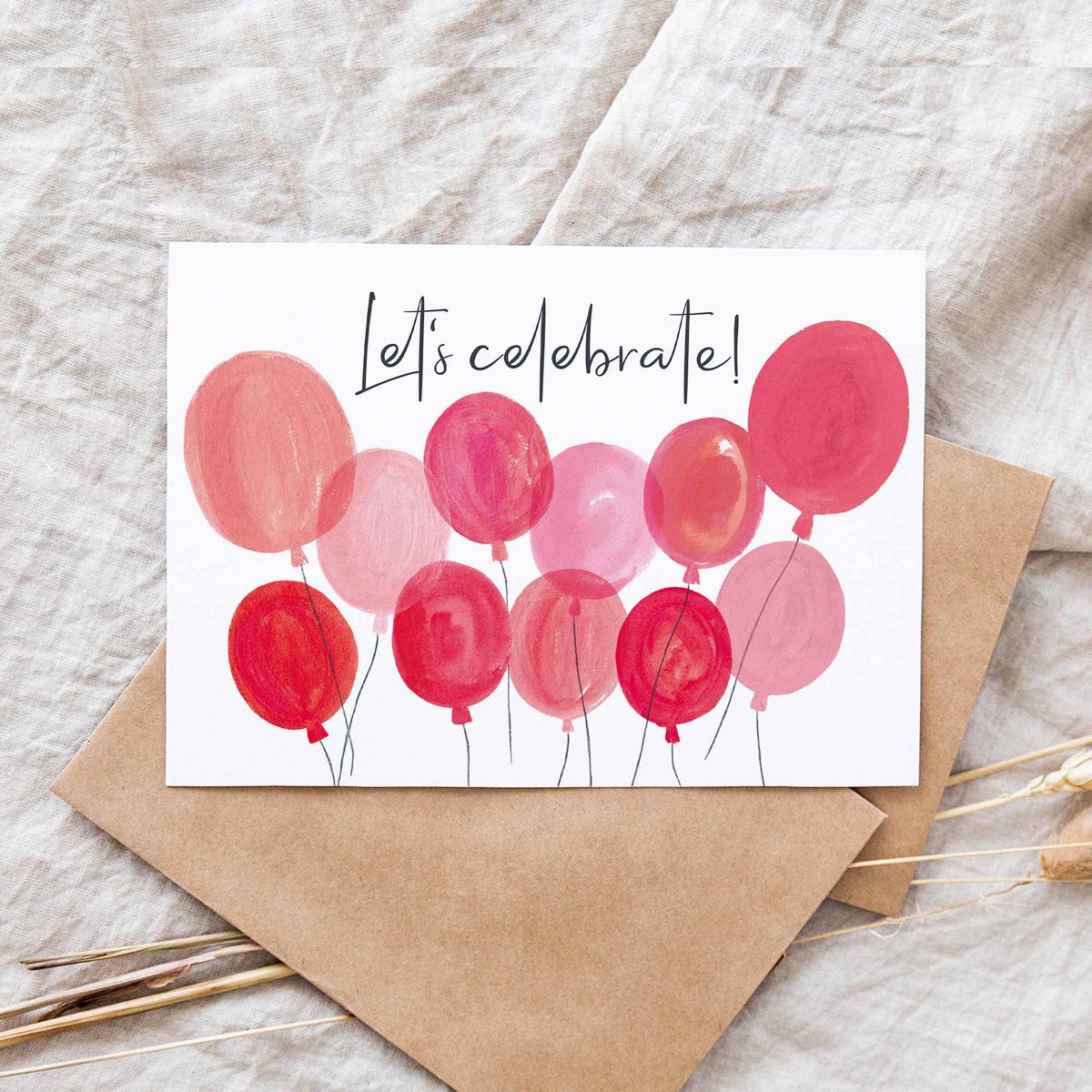 Folding card "Let's Celebrate balloons pink" | birthday